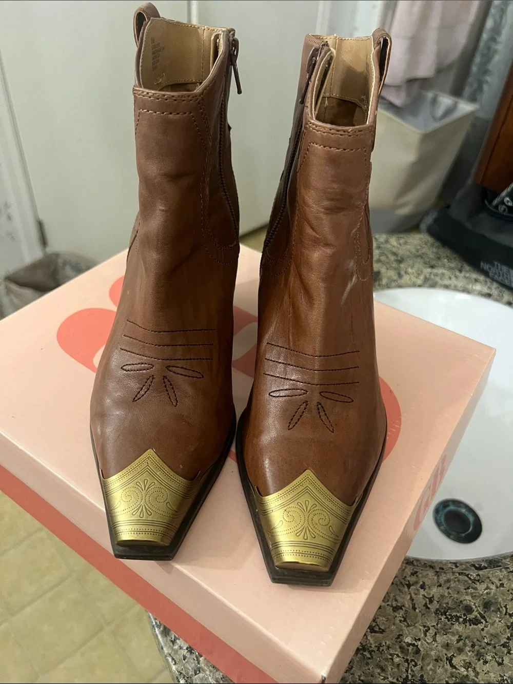 GB girls brown leather